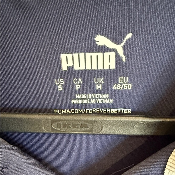 Puma Men's Navy and Lavender Striped Polo Shirt - Picture 2 of 3